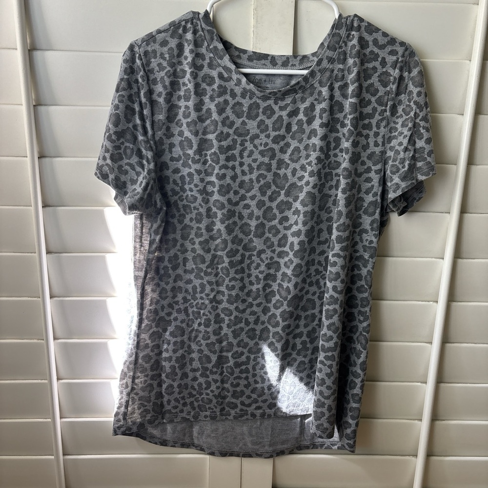 Zoe + Liv Charcoal Leopard Print Short Sleeve Tee